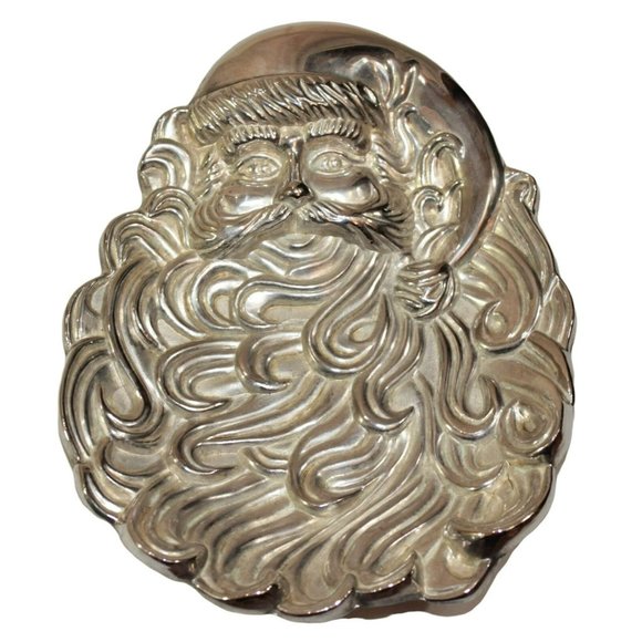 Santa Claus Cookie dish plate Christmas Trinket Candy International Silver - Picture 1 of 4